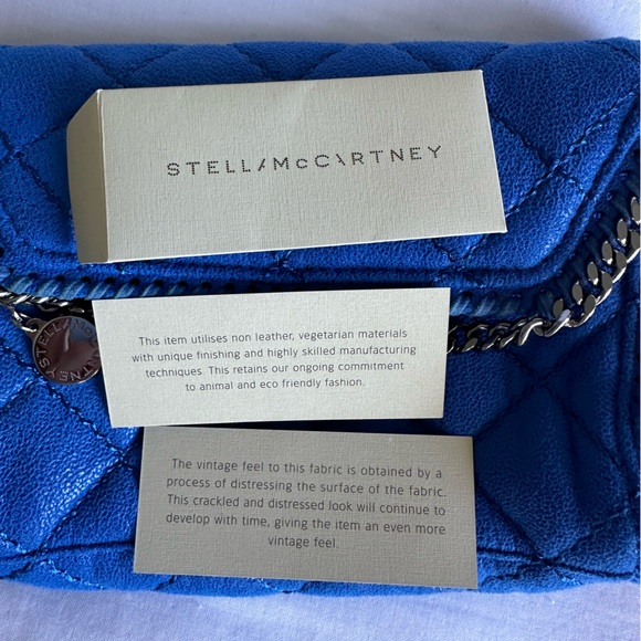 Stella McCartney Vegetarian Suede Quilted Chain-Link Crossbody Bag in Blue - Picture 16 of 16